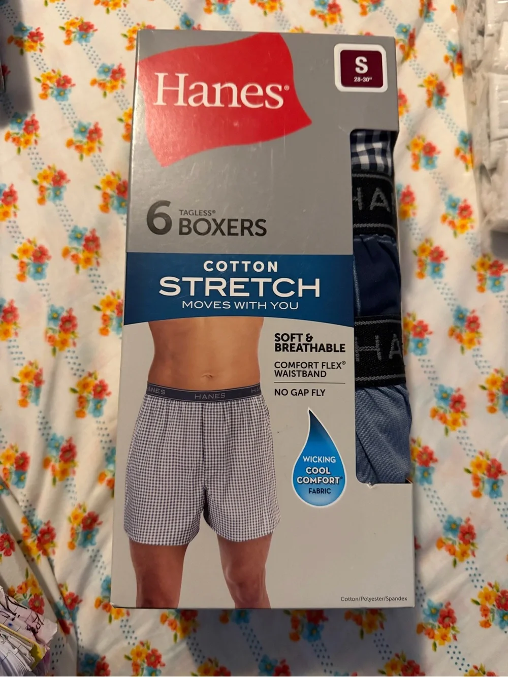 💜Hanes Men's Underwear Boxers 6-Pack, Cotton Stretch, Size: Small (28-30)